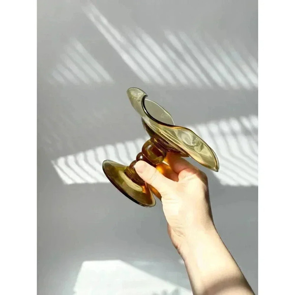 Viking Glass Amber Pedestal Compote Dish - Picture 9 of 10